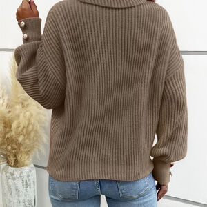 Coffee colored autumn and winter high neck sweater